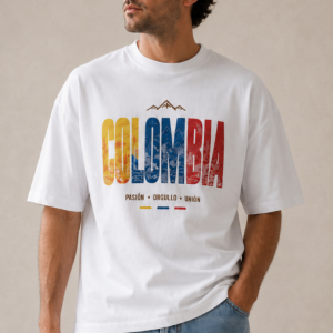 Camiseta Boxy Colombia Ilustrada Multicolor