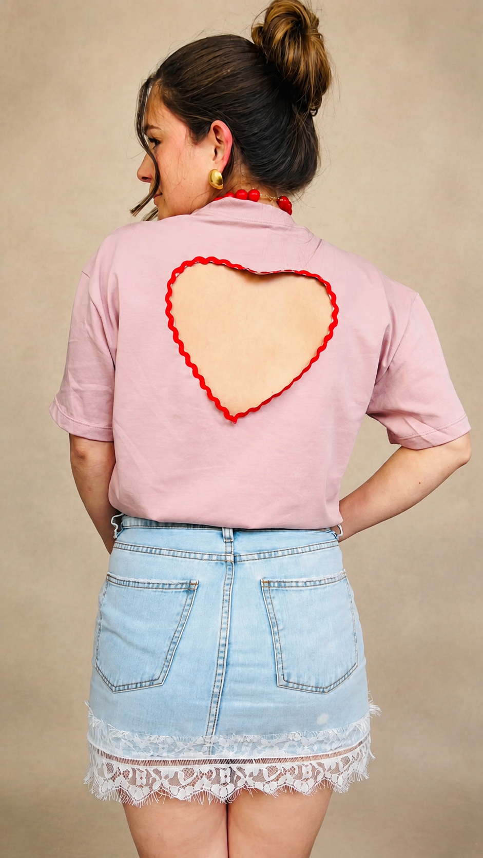 Camiseta Statement corazón rosa